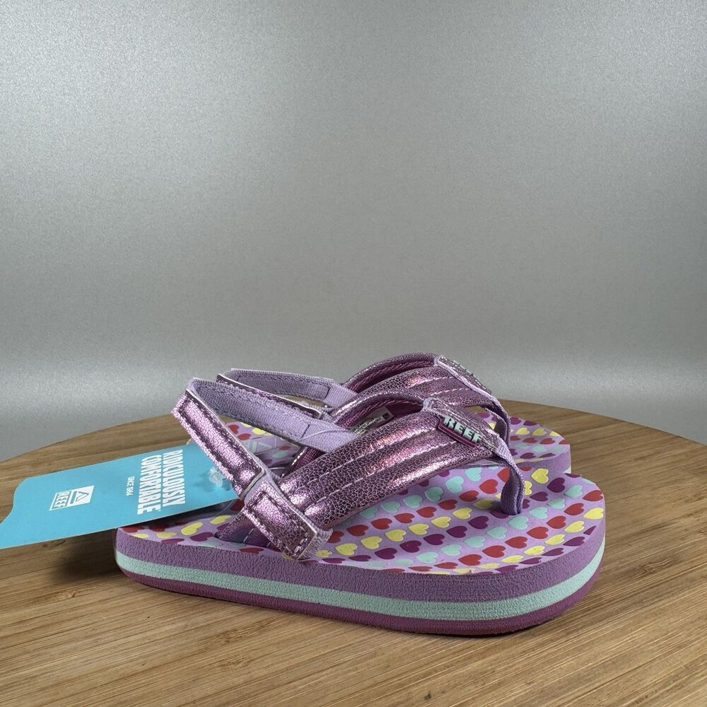 Reef Little‎ Ahi Sandals Purple Hearts Toddler Shoes Size 6 NWT